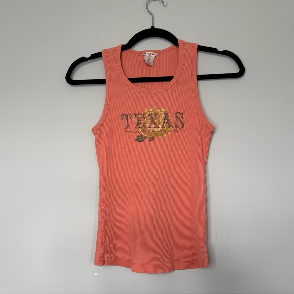 Guess Y2K Coral Tank Top Vintage Early 2000’s Ribbed 100% Cotton Sleeveless